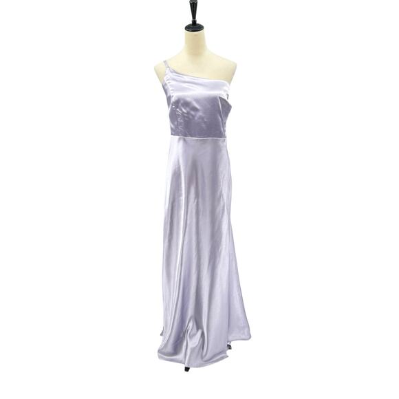 Birdy Grey Plus Kensie Dusty Lilac Purple Satin Strappy One Shoulder Maxi Dress - Picture 3 of 16